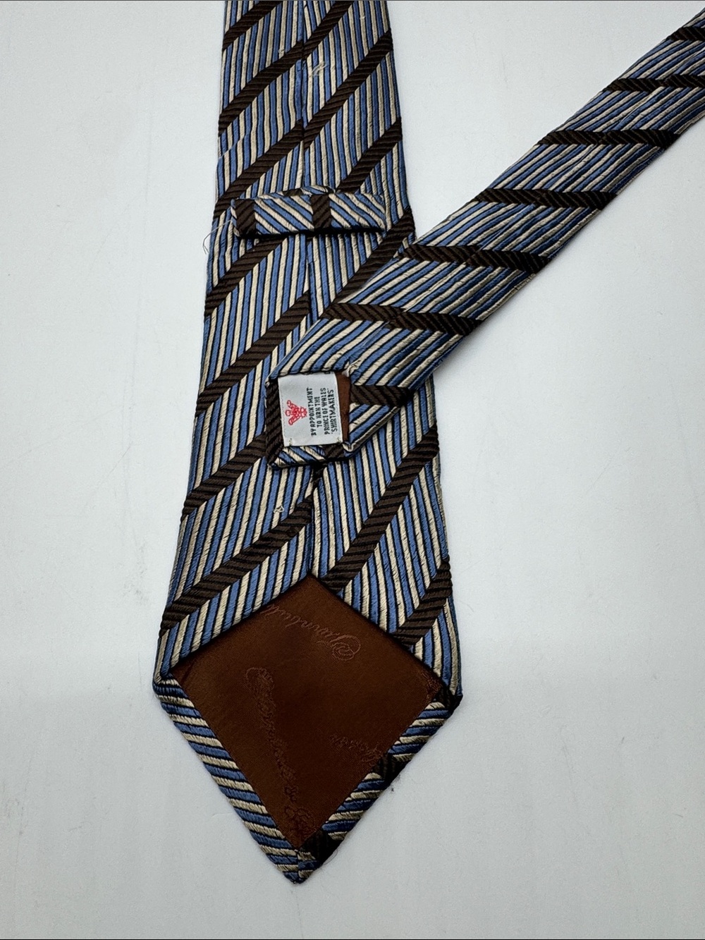 Turnbull & Asser Blue and Brown Diagonal Stripe Silk Tie # 0041